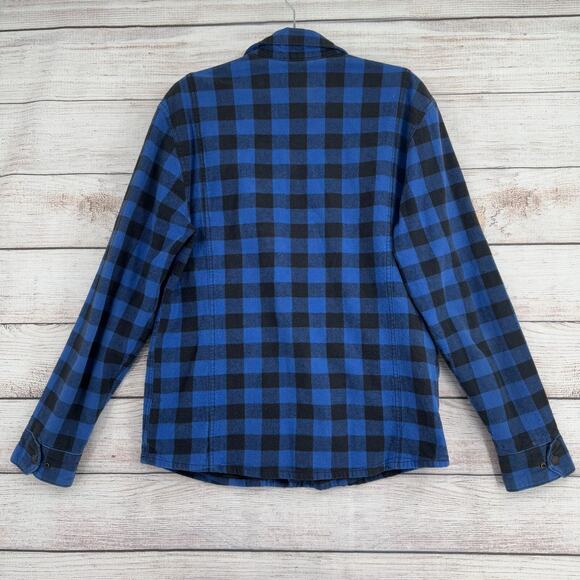 Levi's Lined Flannel Snap Down Shacket Jacket Men's Size Medium Blue/Black - Picture 2 of 15